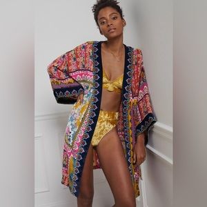 Anthropologie Zadie Robe Gorgeous Colorful Belted Velvet M/L